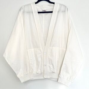 Vintage 80 90s Tennis Prep Streetwear Preppy White ButtonUp Oversize Cardigan XL